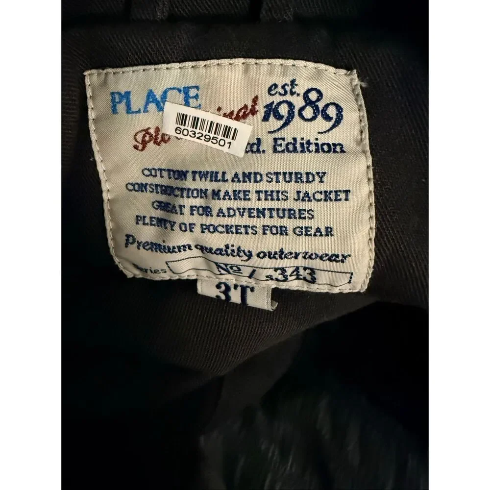 Youth Boys Vintage The Childrens Place Canvas Peacoat Jacket Coat  - Sz 3T